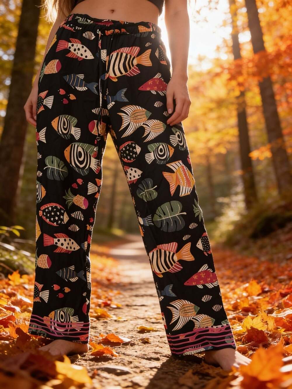 Farm Rio For Anthropologie Print Pants Size XL Black
